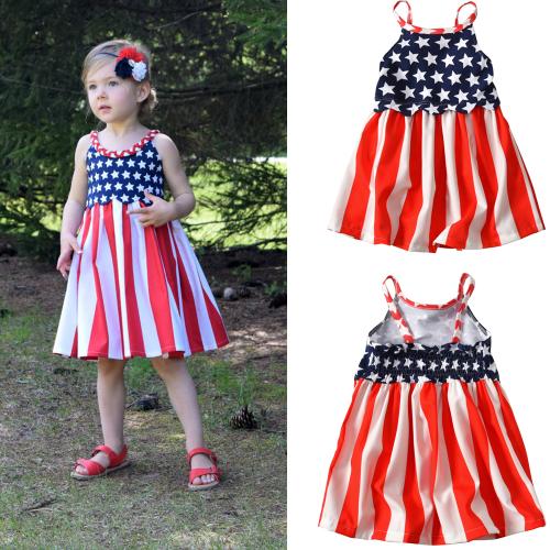 Đầm bé gái in hình lá cờ Mỹ